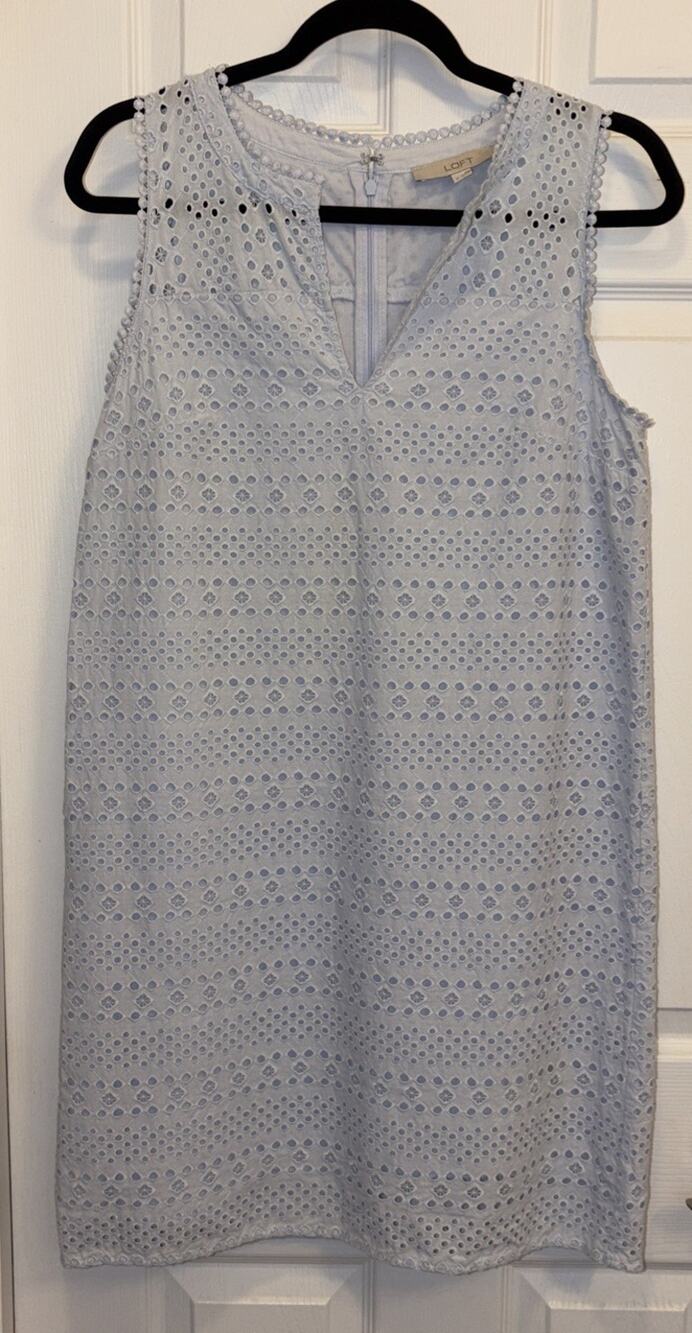 Loft Women’s Light Blue Sleeveless Summer Dress Size 6 Inner Lining